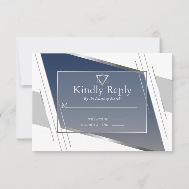 OSA Pub Mitzvah Modern Silver Slate Blue Kort (Framsida)