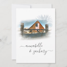 *~* OSA QR American Flagga Old Barn AR19 Bröllop Inbjudningar