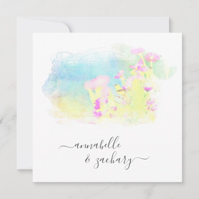 *~* OSA QR AR15 Cherub Bird BLOMMIGT Bröllop Inbjudningar (Framsida)