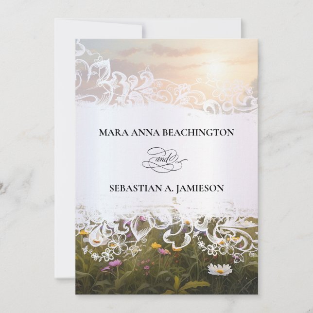 *~* OSA QR AR31 Misty Flowers Brölloksinbjudan Inbjudningar (Framsida)