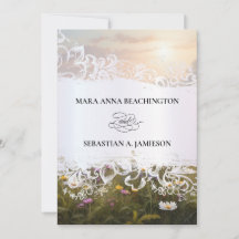 *~* OSA QR AR31 Misty Flowers Brölloksinbjudan