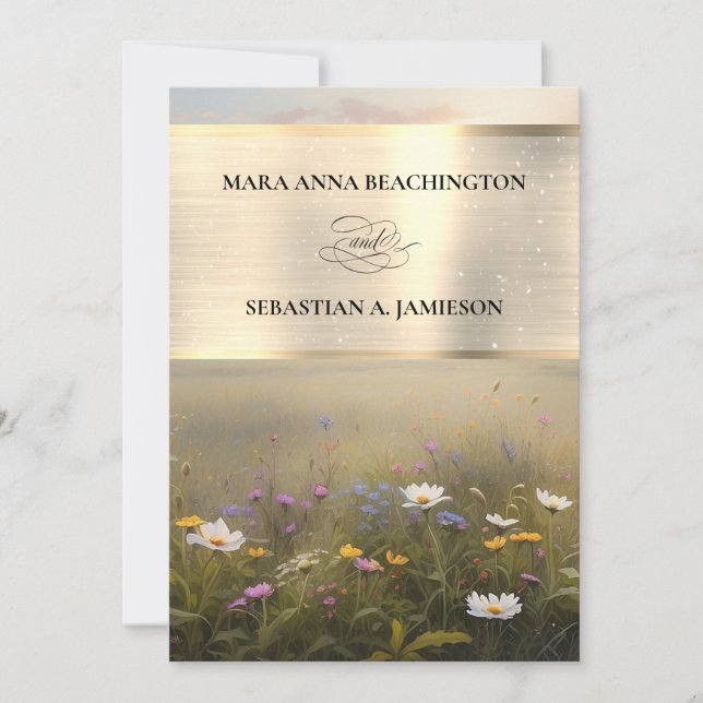 *~* OSA QR AR31 Misty Flowers Brölloksinbjudan Inbjudningar (Framsida)