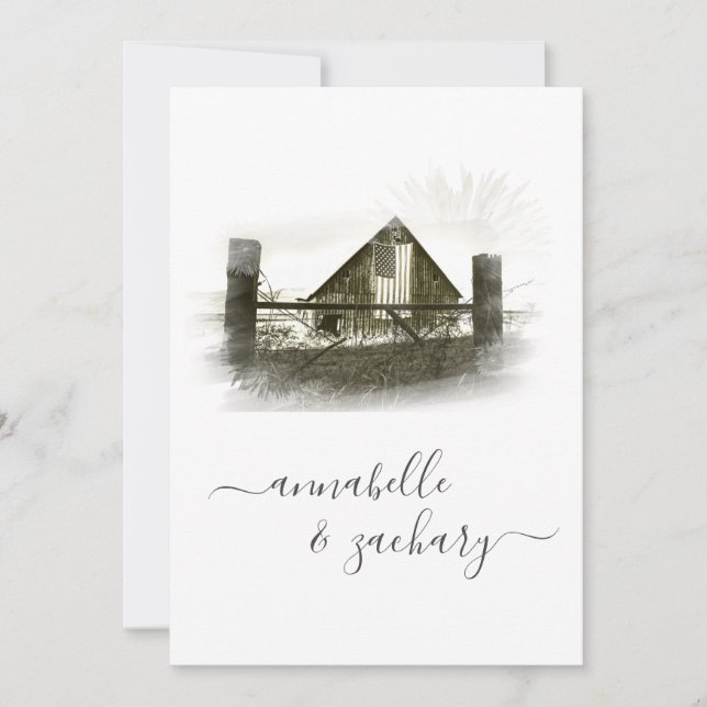 *~* OSA QR Barn American Flagga AR19 Bröllop  Inbjudningar (Framsida)