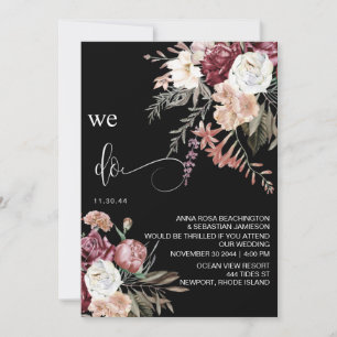 *~* OSA QR Blommigt MERLOT Ro Peony AR15 BRÖLLOP Inbjudningar