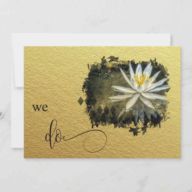 *~* OSA QR Guld WE DO Blommigt AR15 BRÖLLOP Inbjudningar (Framsida)