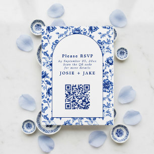 Osa qr-kod för DelSoftware Inspired Blue Blommigt Tilläggskort