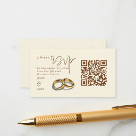 OSA QR-kod för illustration av guld Bröllop Tilläggskort