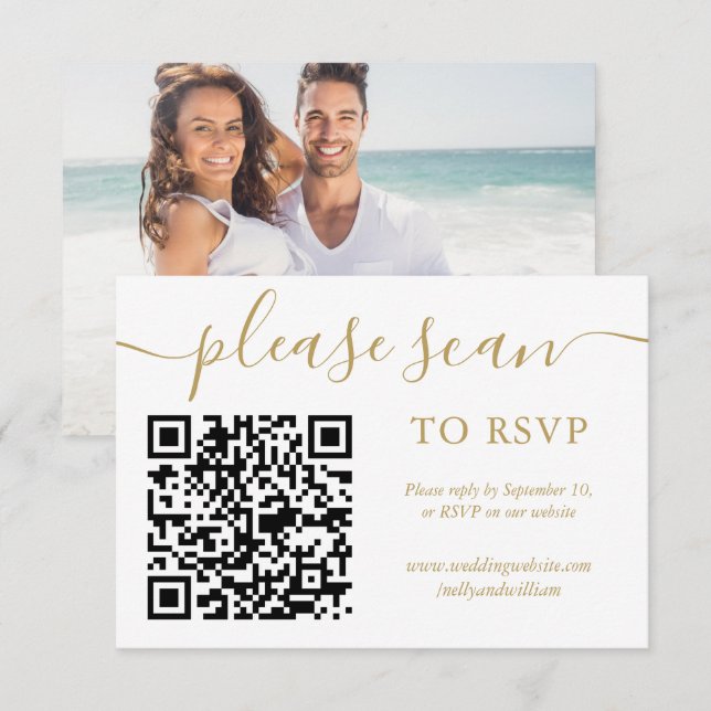 OSA QR-kodfoto med enkel Guld-skript (Fram/baksida)