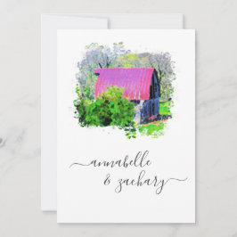 *~* OSA QR Old Barn Land Rustic AR19 Bröllop Inbjudningar