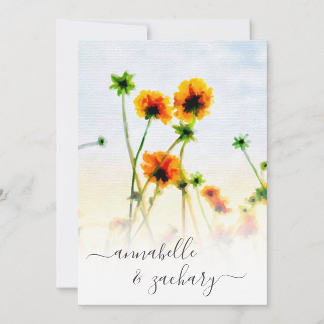 *~* OSA - QR Red Orange Poppy BLOMMIGT Bröllop Inv Inbjudningar (Framsida)