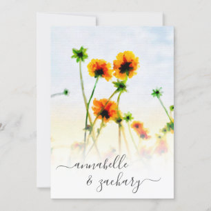 *~* OSA - QR Red Orange Poppy BLOMMIGT Bröllop Inv Inbjudningar