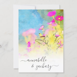 *~* OSA - QR Watercolor Bird BLOMMIGT AR15 Bröllop Inbjudningar