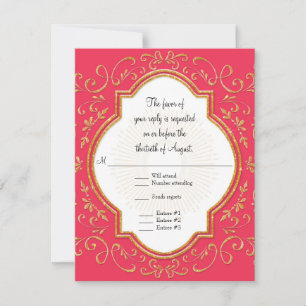 OSA Quatrefoil Ram skript Swirl Guld Glitter Kort