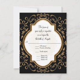 OSA Quatrefoil Ram skript Swirl Guld Glitter Kort