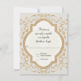 OSA Quatrefoil Ram skript Swirl Guld Glitter Kort