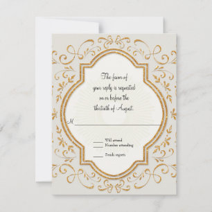 OSA Quatrefoil Ram skript Swirl Guld Glitter Kort