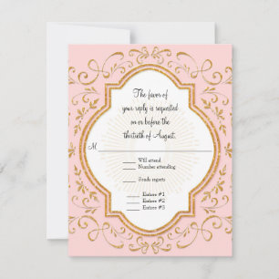 OSA Quatrefoil Ram skript Swirl Guld Glitter Kort