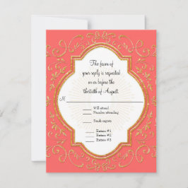 OSA Quatrefoil Ram skript Swirl Guld Glitter Kort