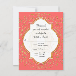 OSA Quatrefoil Ram skript Swirl Guld Glitter Kort