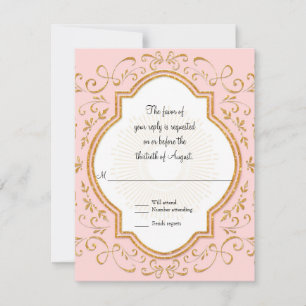 OSA Quatrefoil Ram skript Swirl Guld Glitter Kort
