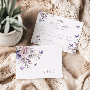 OSA Quinceañera Lila Butterfly Blommigt Card Inbjudningar