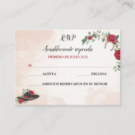 OSA QUINCEANERA Mariachi Charra Watercolor Visitkort