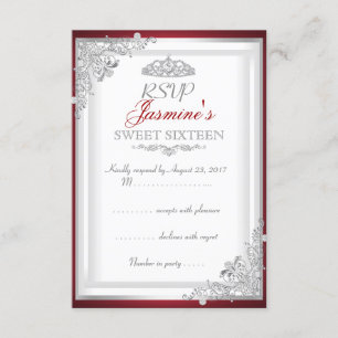 OSA Red Silver Damask Tiara Sweet 16