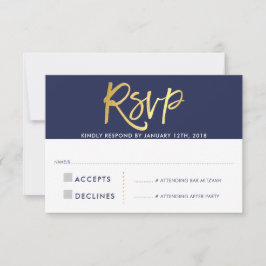 OSA REPLY CARD faux guld marin blue