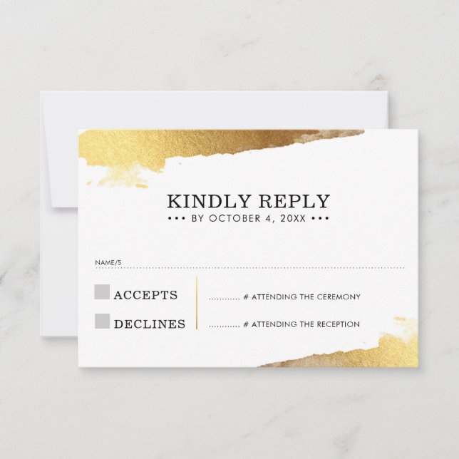 OSA REPLY CARD modern luxe guld giltighet kant (Framsida)