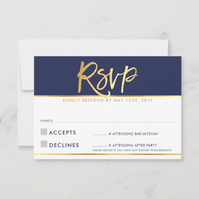 OSA REPLY CARD Skriva om modernt marinblått guld (Framsida)