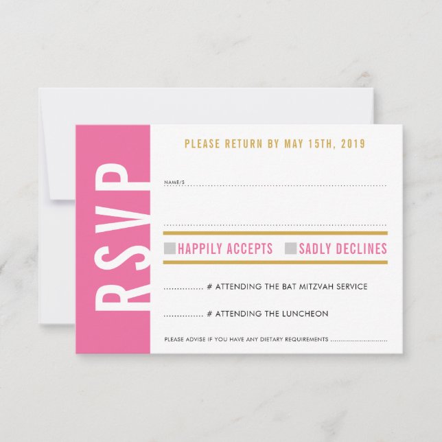 OSA REPLY CARD Söt söt rosa white hearts guld (Framsida)