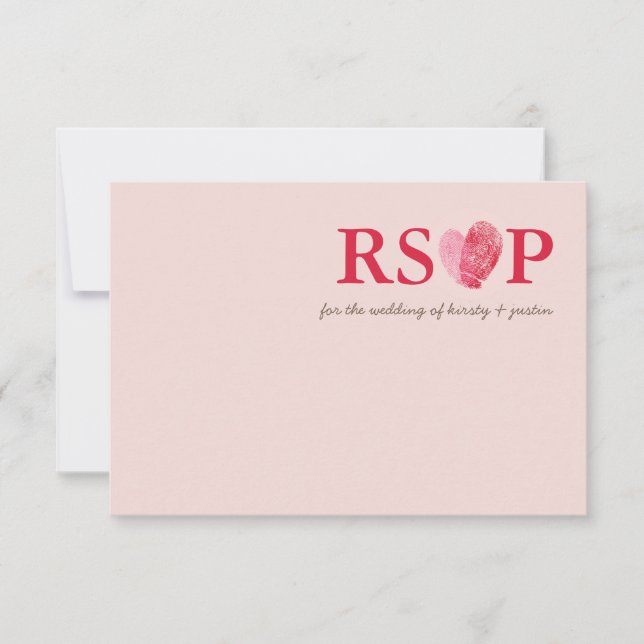 OSA REPLY-KORT Söt fingeravtryckshjärtpar rosa (Framsida)