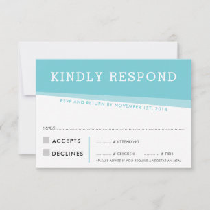 OSA REPLY RESPONSE CARD - enkel modern turkos Kort