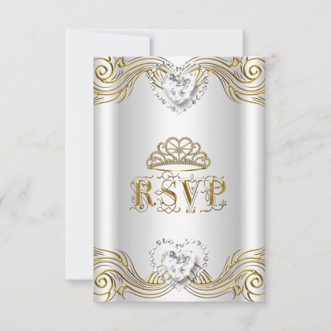 OSA Reply Response Silver White Guld Quinceanera Inbjudningar (Framsida)