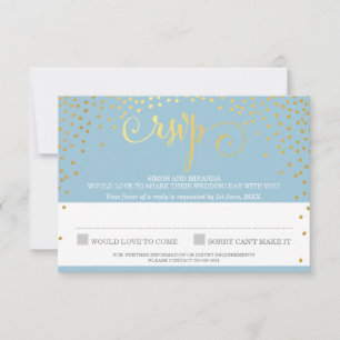 OSA REPLY snyggt Rustic mini guld konetti blue Kort