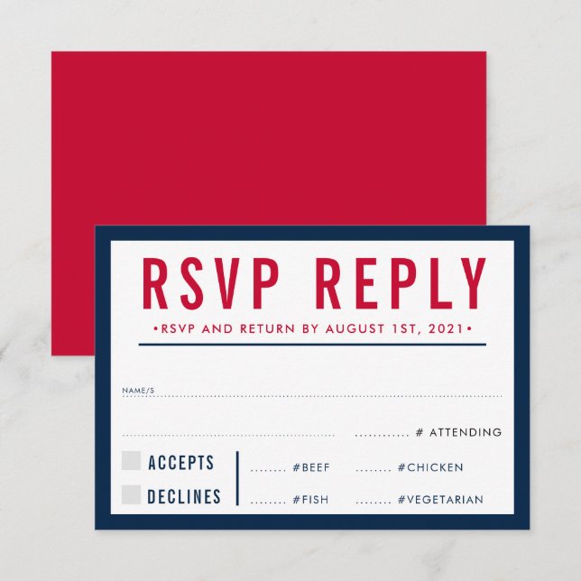 OSA REPLY SVARAR MOT modernt, fet, flottröd Kort (Fram/baksida)