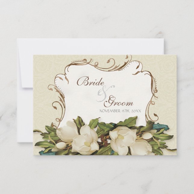 OSA Responcard Vintage Magnolia Swirls Damask Kort (Framsida)