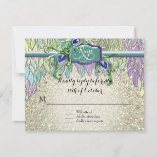 OSA Response Art Deco Peacock Feathers Script Art Kort