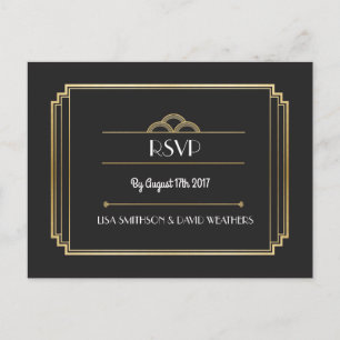 OSA Response Bröllop vycard Art Deco Guld Inbjudan Vykort