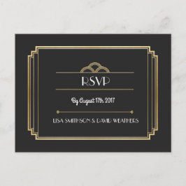 OSA Response Bröllop vycard Art Deco Guld Inbjudan Vykort