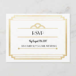 OSA Response Bröllop vycard Art Deco Guld Inbjudan Vykort