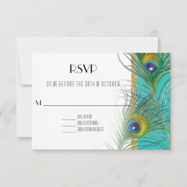 OSA Response Card Peacock Feathers Art Deco Stil (Framsida)