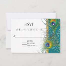 OSA Response Card Peacock Feathers Art Deco Stil Kort