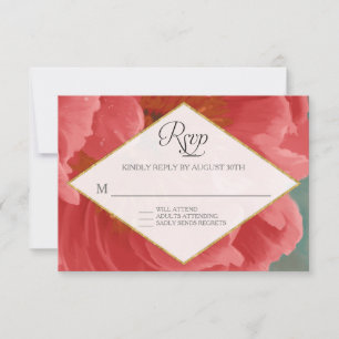 OSA Ro Guld Faux Glitter Red Peony Winter Kort
