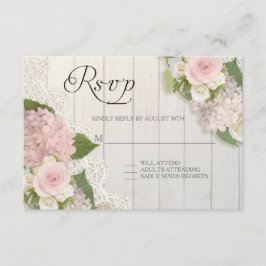 OSA Ro Rosa Hydrangea Snöre Wooden Blommigt Kort