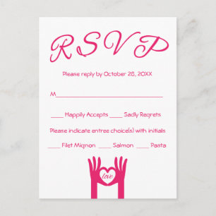 OSA Rosa & vithjärta Händer Kärlek - Menu Inbjudan Vykort