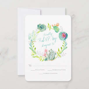 Osa Rustic Desert Cactus Flower Wood Watercolor Kort