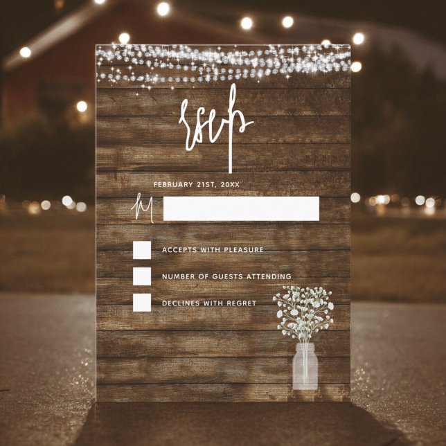 OSA Rustic Farmhouse String Ljus Land Inbjudningar (Skapare uppladdad)