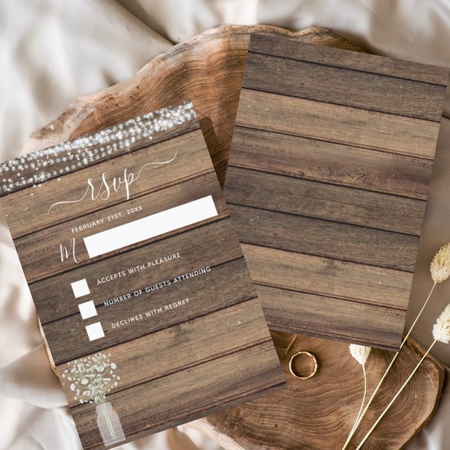 OSA Rustic Farmhouse String Ljus Land Inbjudningar (Skapare uppladdad)
