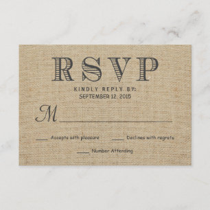 OSA Rustic Land Burlap Bröllop-svarskort Kort